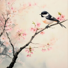 Bird Perched on Cherry Blossom Branch , Spring and Beauty, Spring Bird on Blossom
Cherry Blossom and Bird
Bird in Bloom
Springtime Perfection
Nature's Pink Beauty
Bird on Sakura Branch