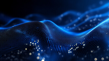 Digital waves of blue light create a mesmerizing abstract visual experience in modern art