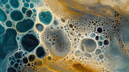 Oxygen molecules forming intricate patterns in a cosmic background, digital painting