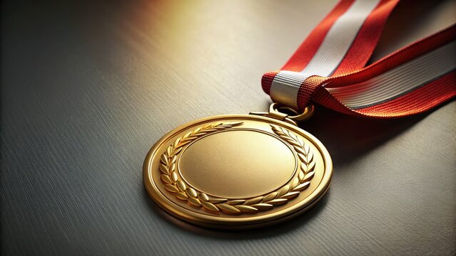 Clean lines, gold medal gleam: a minimalist image of athletic victory, celebrating hard-earned success and achievement.