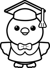 an illustration of a graduating chick in a school hat