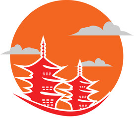 Obraz premium temple logo silhouette