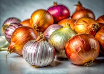 Culinary artistry:  Close-up food photography reveals the rich color and textural beauty of a red onion.