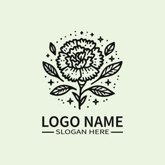 Obraz premium Carnation Flower Logo Design, Elegant Carnation Logo, Floral Logo with Carnation, Vintage Carnation Logo, Simple Carnation Logo