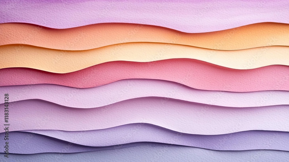 Poster watercolor abstract background concept. colorful wavy paper layers create a soothing, modern aesthet