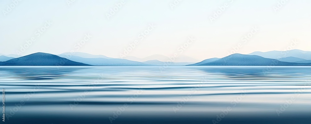 Poster watercolor abstract background concept. serene landscape featuring calm waters and distant mountains