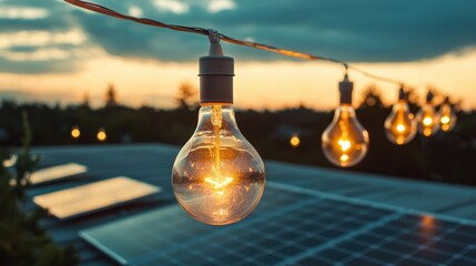 A string of light bulbs hanging from a wire