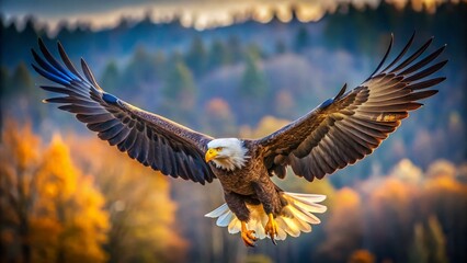 Obraz premium Majestic Eagle in Flight: Candid Wildlife Photography
