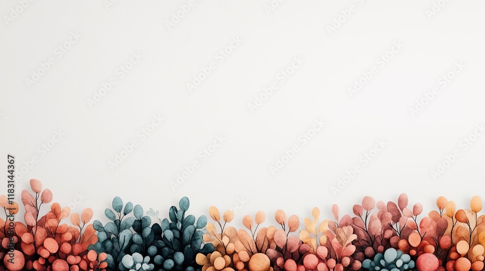 Aufkleber watercolor abstract background concept. colorful abstract foliage design with vibrant shapes and sof