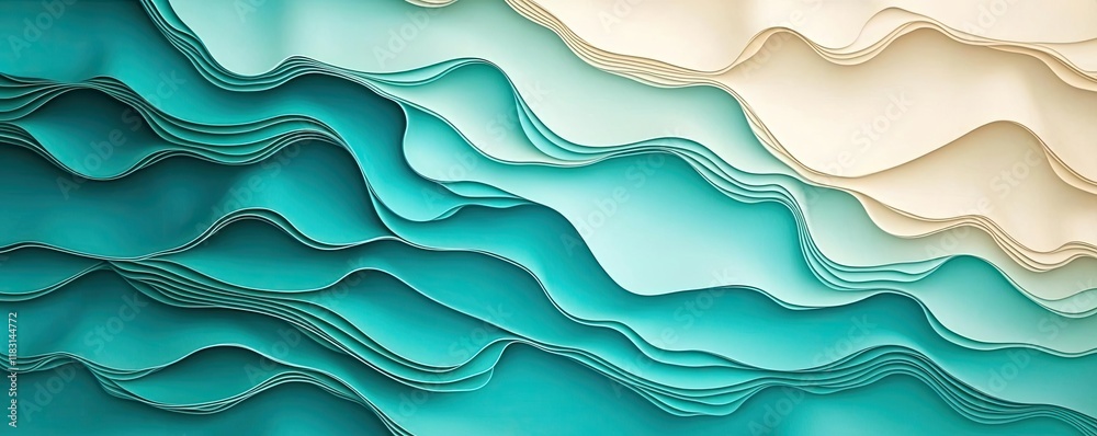 Aufkleber Layer abstract background concept. Colorful paper waves creating a serene abstract design with texture and depth.