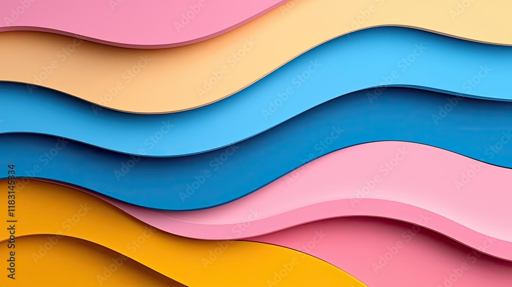 Poster Layer abstract background concept. Colorful wavy paper layers creating a vibrant abstract background design.