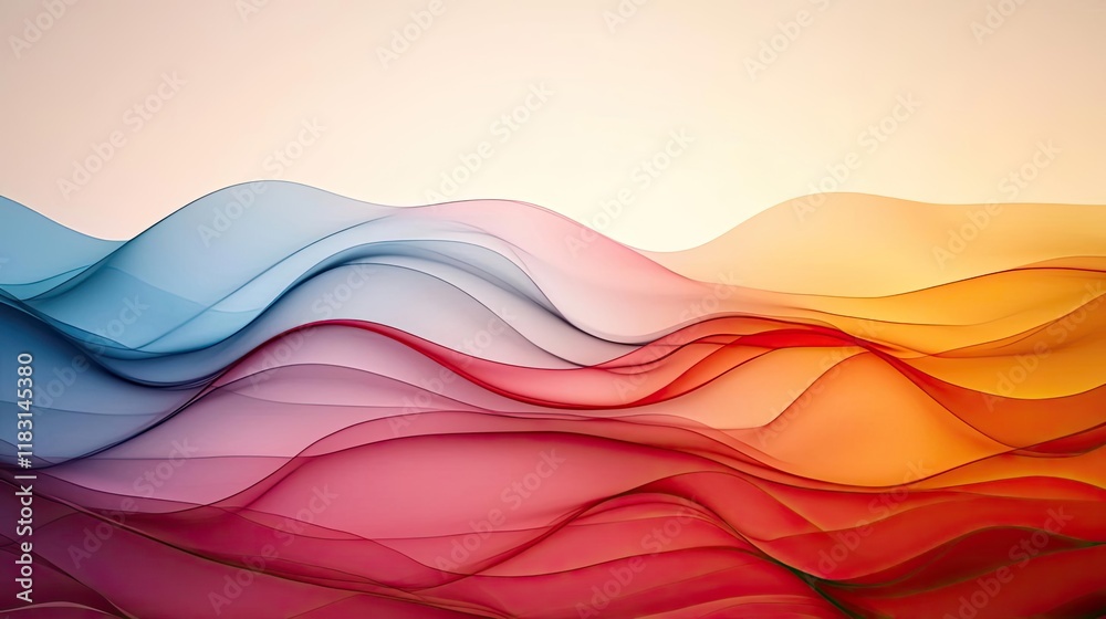Poster Layer abstract background concept. Colorful abstract waves create a dynamic and modern visual background.