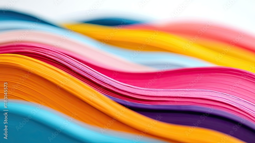 Aufkleber watercolor abstract background concept. colorful sheets of paper create a vibrant wave pattern, idea