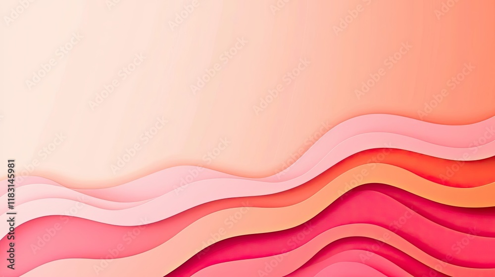 Aufkleber Layer abstract background concept. Abstract wave patterns in shades of pink create a vibrant and modern visual background.