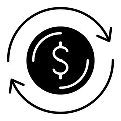 Currency exchange icon in glyph style
