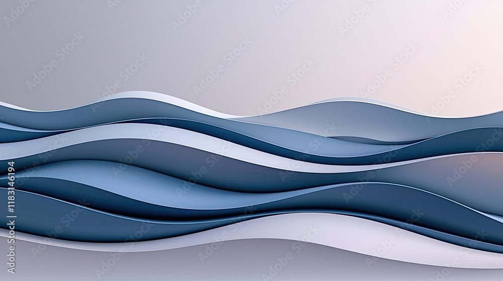 Poster Layer abstract background concept. Abstract waves in shades of blue creating a modern and serene visual effect.