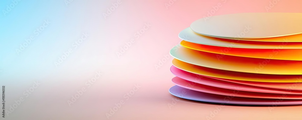 Poster Layer abstract background concept. Colorful layered paper shapes create a vibrant artistic background.