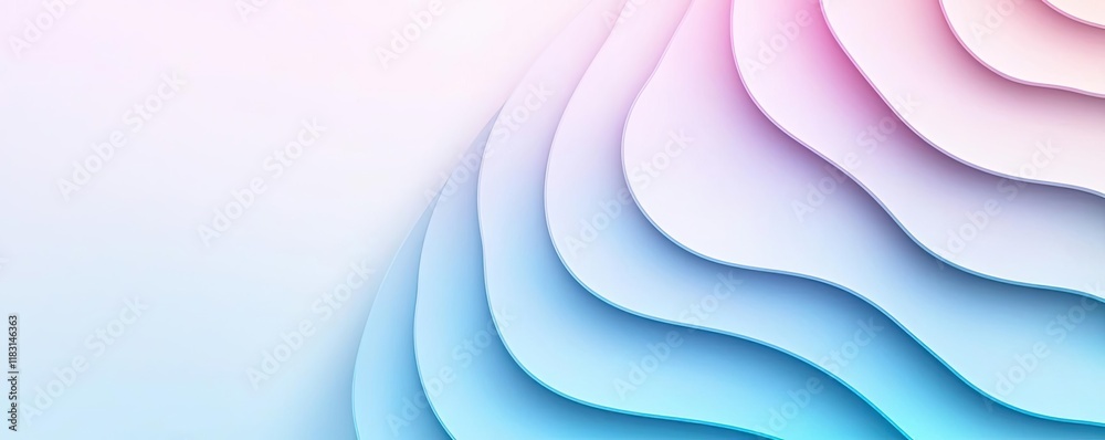 Poster Layer abstract background concept. Vibrant abstract background with layered waves in soft pink and blue colors.