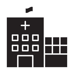 Obraz premium Hospital building icon in glyph style