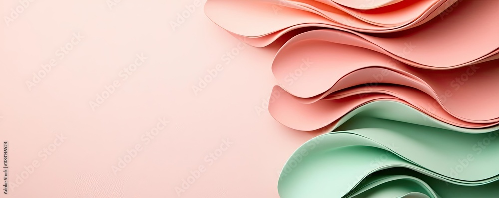 Aufkleber Layer abstract background concept. Colorful paper waves create a vibrant and artistic background with soft pastel tones.