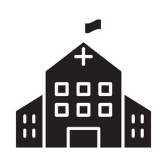 Hospital building icon in glyph style