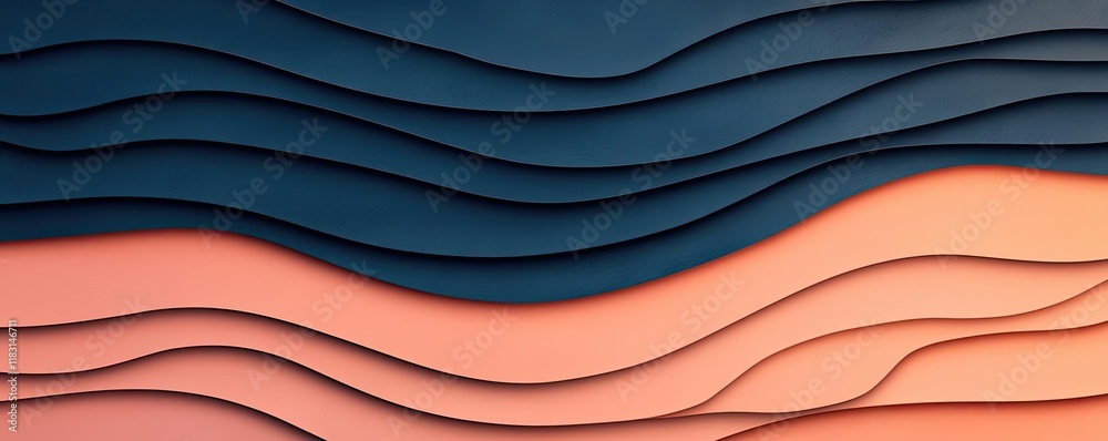 Poster Layer abstract background concept. Abstract layered background with smooth curving lines in warm and cool tones.