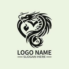 Fototapeta premium Dragon Heart Vector Logo Design, Love Dragon Logo, Heart-Shaped Dragon Logo, Mythical Love Logo, Unique Dragon Logo