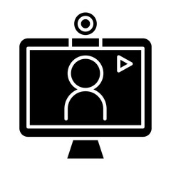 Video conference icon in glyph style