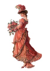 Victorian lady holding flowers