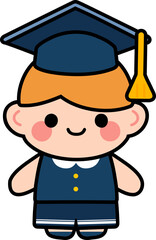 graduating children's character in a school hat