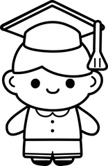 graduating children's character in a school hat