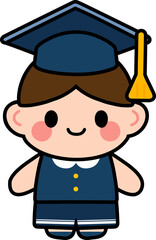 graduating children's character in a school hat
