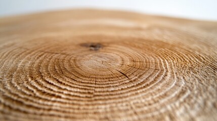 Fototapeta premium Close-up view reveals the rich natural wood grain texture with detailed patterns and soft tones, showcasing the beauty of organic materials