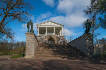 Stairs of the eastern facade of the Cameron Gallery with bronze statues of Hercules and Flora of...