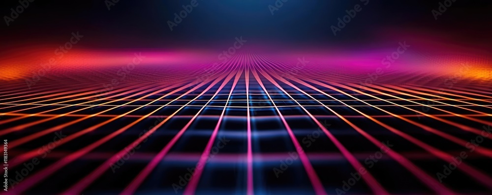 Poster Matrix abstract background idea. Vibrant neon grid pattern creating a futuristic and dynamic visual landscape.