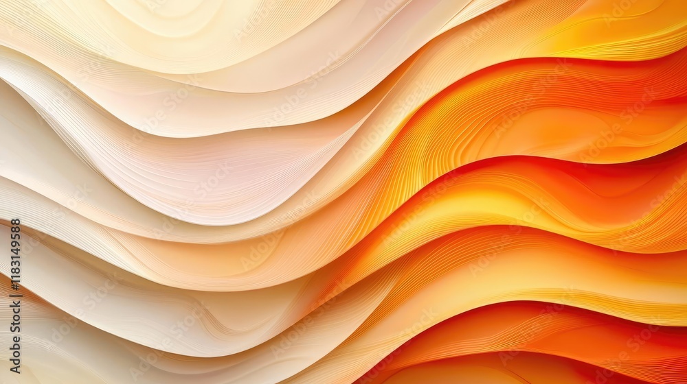 Aufkleber Layer abstract background concept. Abstract wavy design in orange and cream tones for creative backgrounds and projects.