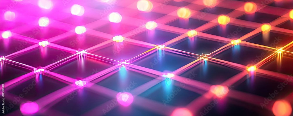 Poster Matrix abstract background idea. Vibrant grid of colorful lights creating a dynamic visual effect for digital projects.