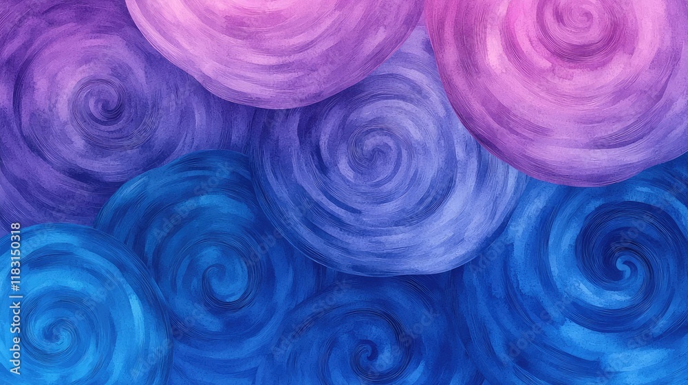 Poster watercolor abstract background concept. vibrant swirling patterns in blue and purple create an abstr