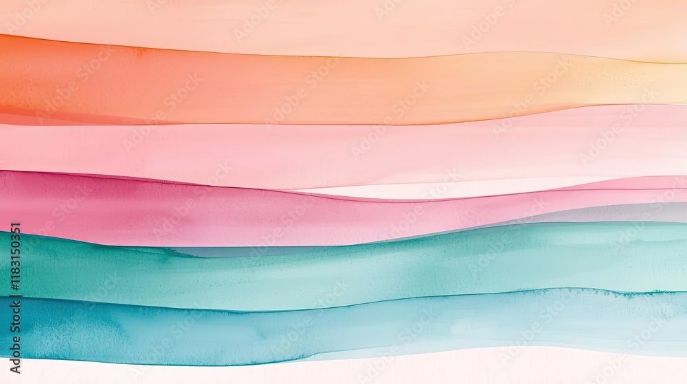 Aufkleber Watercolor abstract background concept. Abstract watercolor waves in soft pastel shades creating a serene visual background.