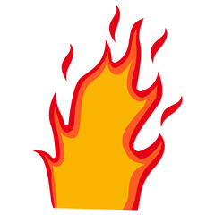 Cartoon Flame Illustration. Red and Yellow Flame. Isolated Vector Graphic in Flat Style.