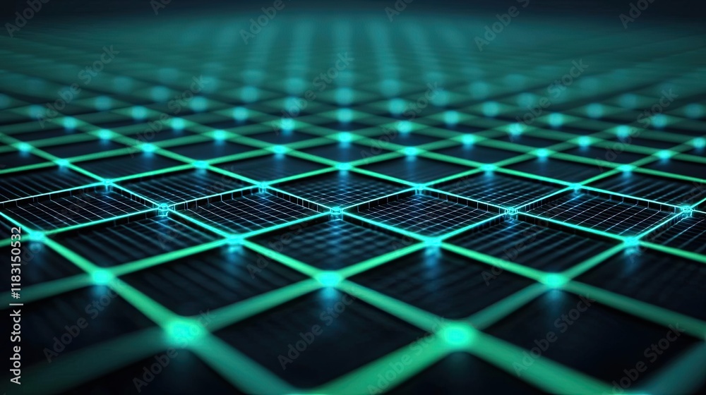 Aufkleber Matrix abstract background idea. Futuristic grid with glowing lines and dots, representing digital connectivity.