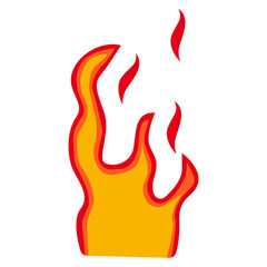 Cartoon Flame Illustration. Red and Yellow Flame. Isolated Vector Graphic in Flat Style.
