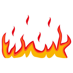 Cartoon Flame Illustration. Red and Yellow Flame. Isolated Vector Graphic in Flat Style.