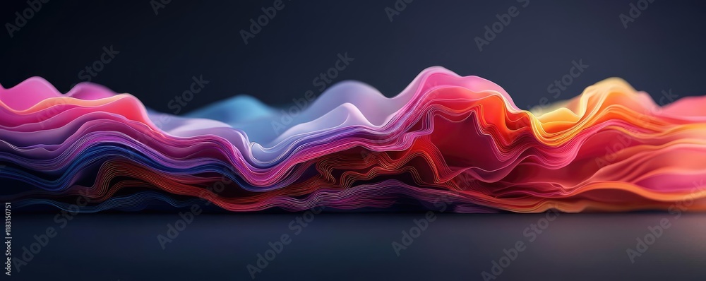 Poster Layer abstract background concept. Colorful waves of paper create an abstract, vibrant visual texture for design projects.