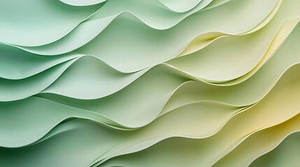 Fototapeta premium Layer abstract background concept. Abstract wave patterns in calming green and yellow tones for creative projects.