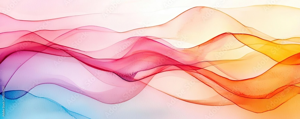 Aufkleber Watercolor abstract background concept. Colorful abstract waves flow in harmony, creating a vibrant and dynamic visual effect.