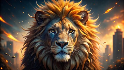 Majestic Lion Esports Mascot: Powerful Symbol of Victory, High-Resolution Stock Photo