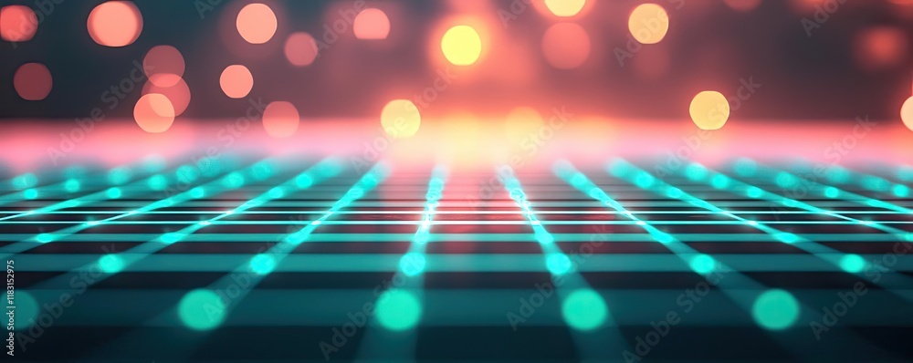 Poster matrix abstract background idea. vibrant digital grid with glowing lights, perfect for modern tech b