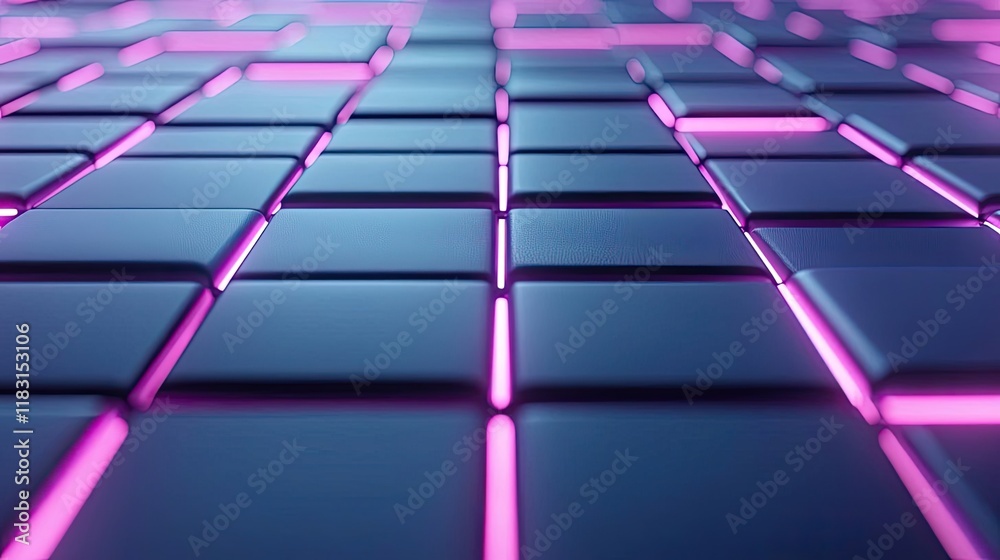 Aufkleber Matrix abstract background idea. Abstract glowing tiles create a futuristic digital background.