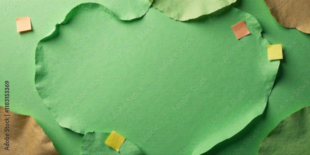 Poster abstract green paper background with colorful sticky notes